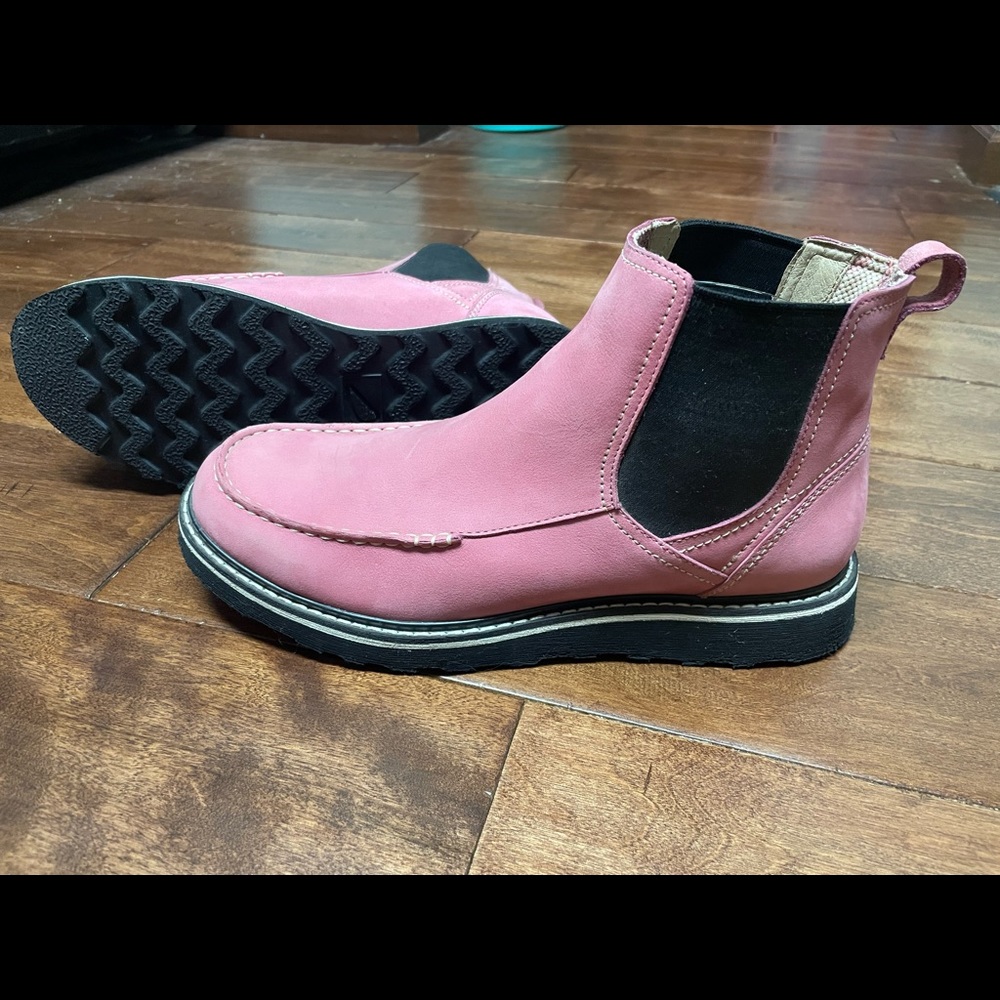 Pink Red Wing suede boots
